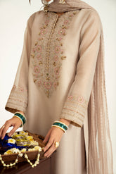 3 Piece Badla Zari Embroidered Suit (FL0027)